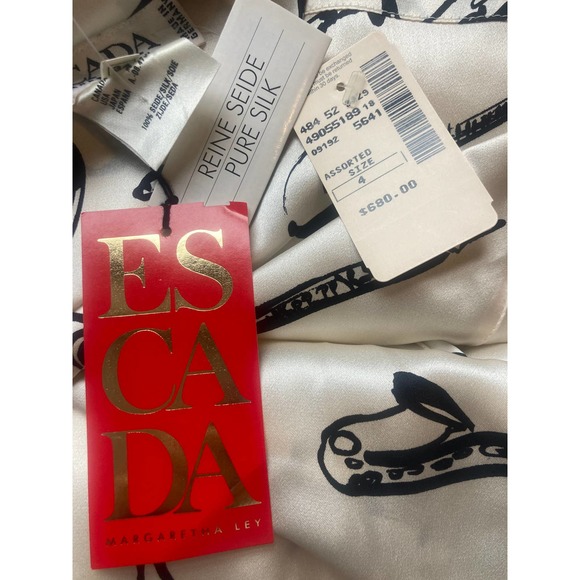 Escada Novelty Print Blouse | VTG Vintage | Deadstock | Silk | - Picture 4 of 5